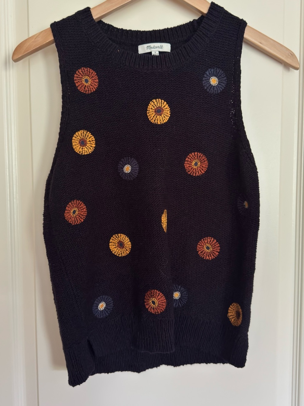 Madewell Black Sweater Vest With Floral Size S